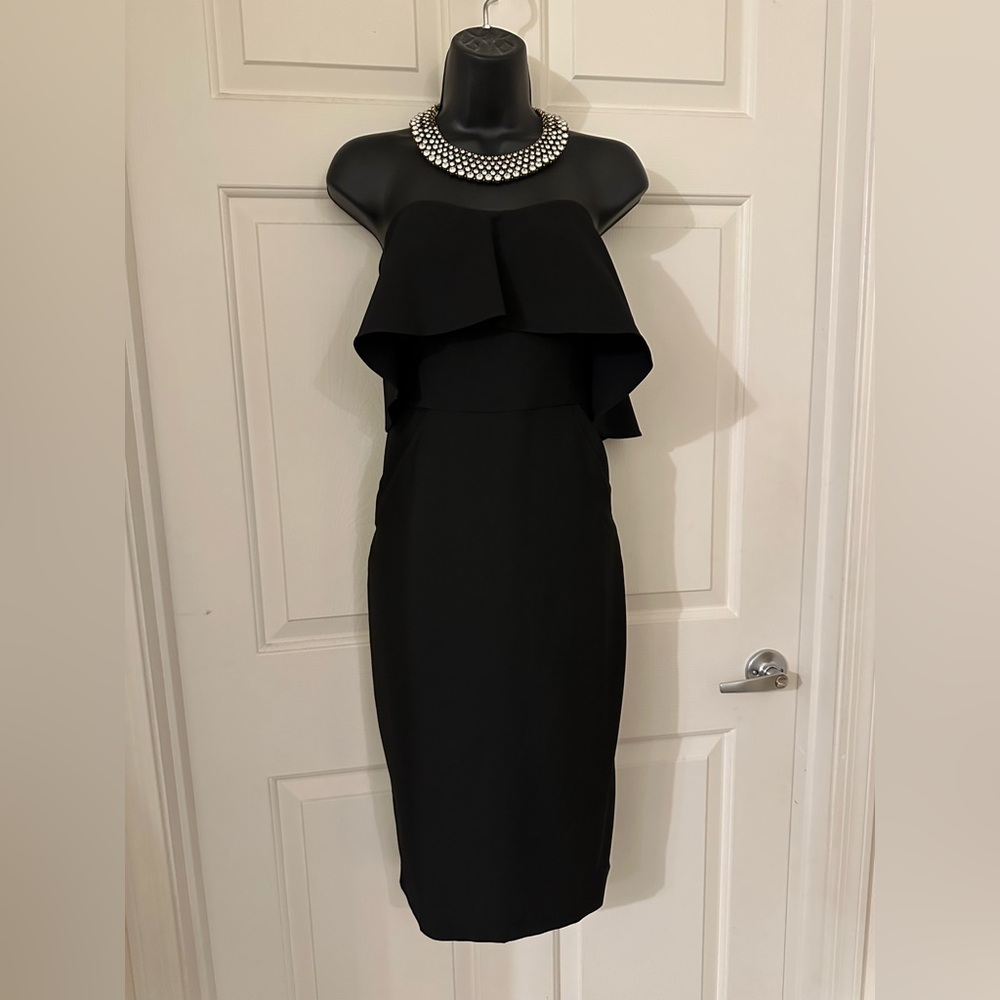 Chelsea28 Black Strapless Ruffle Dress Sz 8
